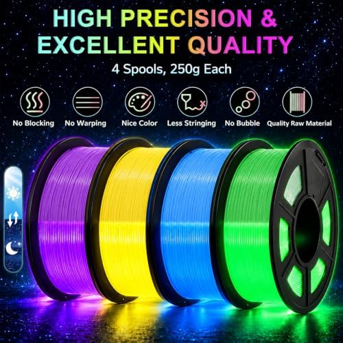 3D 프린트 필라멘트 TPU 글로우 RD/GN/PL/OG/YE/LBU 200g — 사진 2