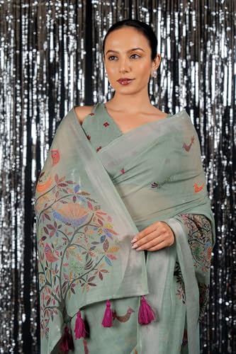 Image of MIRCHI FASHION Saree for Woman Cotton Blend Printed | Traditional Ethnic Sari for Ceremonial Use and Farewell with Blouse Piece