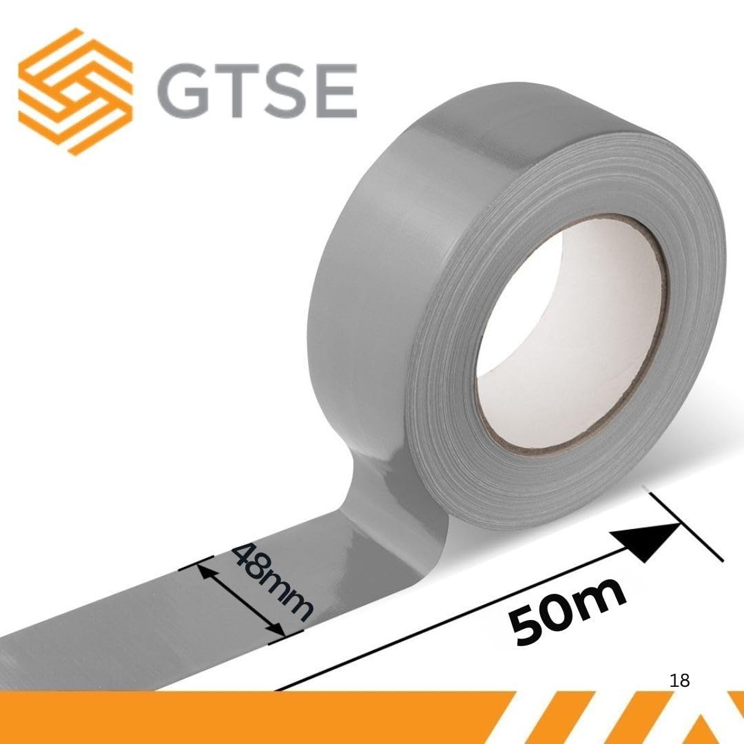 GTSE - Nastro Adesivo da Imballaggio 48 mm x 50 m argento 12 Rotoli | Fascette in nylon resistenti e autobloccanti - Multiuso, per casa, ufficio, garage e fai da te