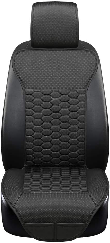 Black Panther 1 Piece Luxury PU Leather Front Car Seat Cover Breathable and Non-Slip Auto Seat Protector for 95% Car Seats (Black)