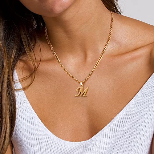 Luxejew Gold Cuban Chain Initial Necklaces For Men, Gold Plated Letter E Pendant Initial Necklace For Men Mens Chain Gold Letter Necklace Gold Initial Necklaces For Men Simple Mens Jewelry Gifts #TOP2