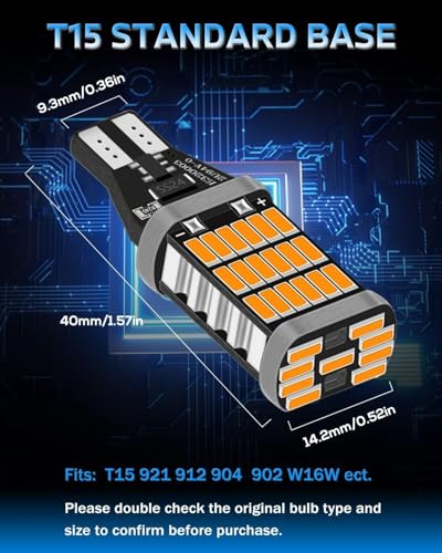 Image of 360 Degree, 45smd, T10 /T15 Socket LED Turn Signal Blinker Lights, Amber Yellow (2)