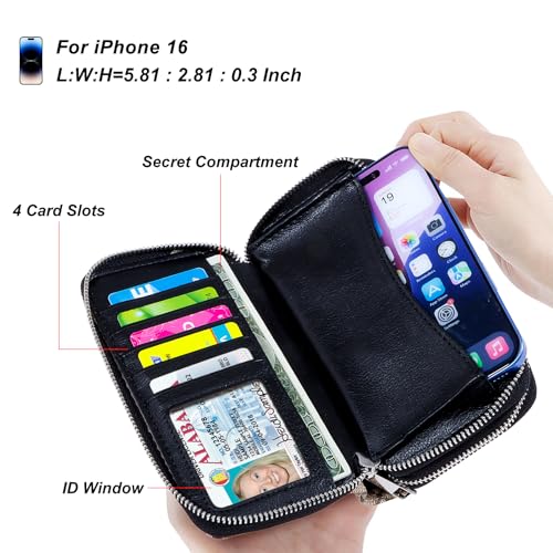 Image of Cellphone Wallet for Women Dual Zipper Long Purse with Removable Wristlet