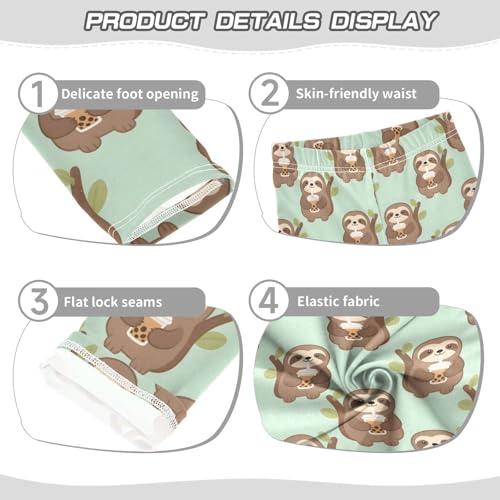 Funny Sloth Milk Tea Girls Leggings Soft Stretch Workout Yoga Dance Pants for Kids Casual Tights3
