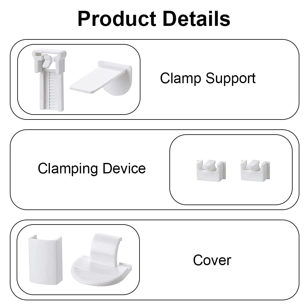 4 Supports à Pince Pour Stores Enrouleurs - Fixation Sans Percage, Universel, Bois/PVC