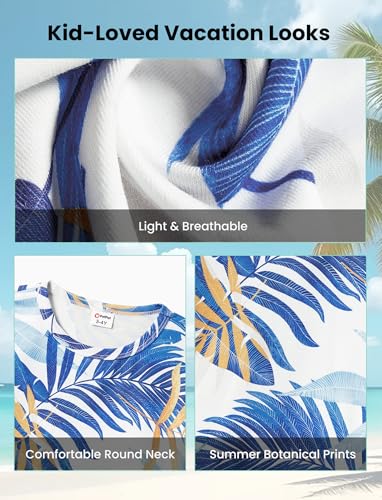 PATPAT Family Matching Outfits Mommy and Me Dresses Spaghetti Sleeveless Summer Vacation Hawaiian Dress and T-Shirts Sets4