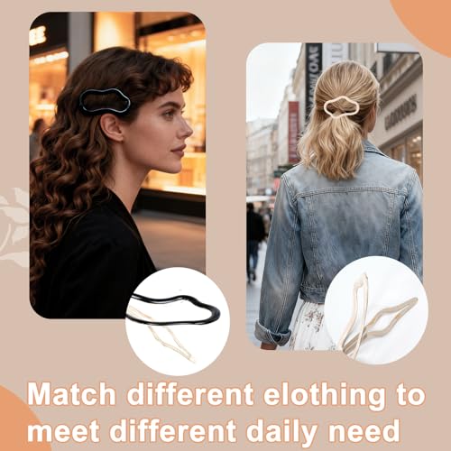 Pinzas para el cabello para mujer, pasadores de metal antideslizantes para peinados, 10 piezas de 2.7 pulgadas, accesorios para el cabello negro y caqui, Dgeclr miniatura 2