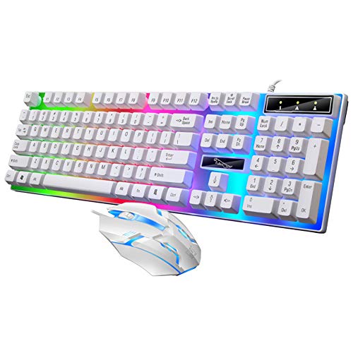 Yimidear Gaming Tastiera e Mouse da Gioco Illuminata Mouse e Tastiera USB con LED Controluce 104 Tasti Funziona per PC,...