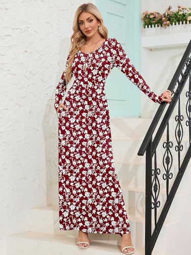Image of DEARCASE Women's Maxi Dress Long Sleeve Crewneck Empire Waist Long Dresses
