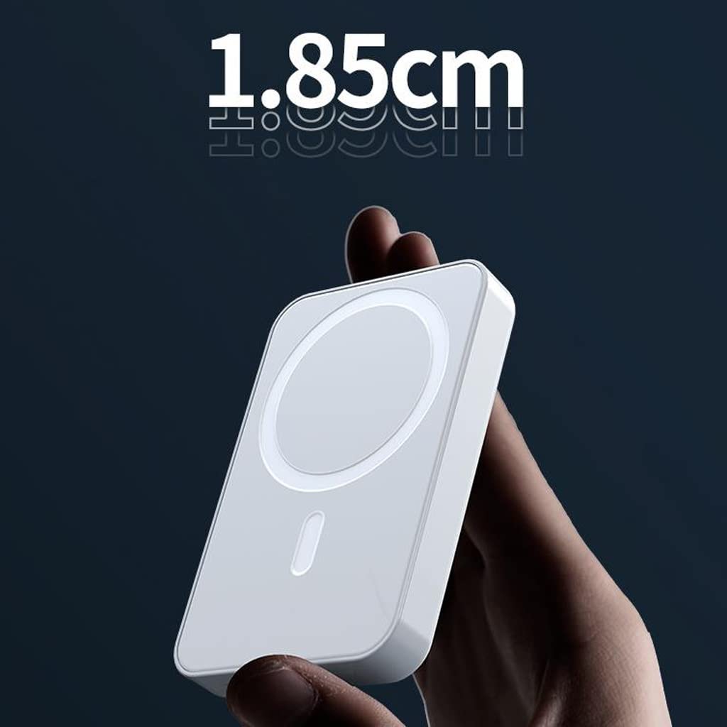 JJJ Banque de Puissance magnétique 10000mAh Grande capacité Mini Charge Rapide sans Fil légère (Color : White)