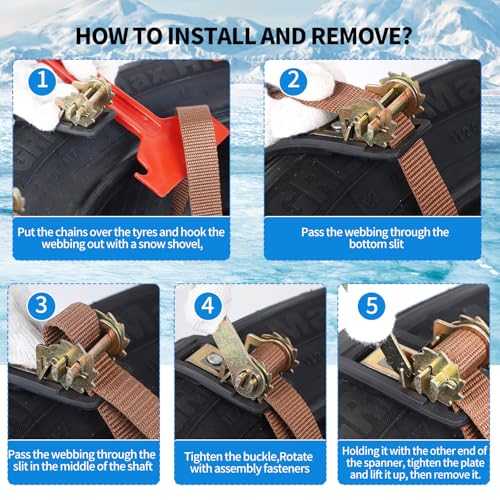 DBREAKS Schneeketten, 6 Stück Reifenketten, Universal 165-275MM Auto Notfall-Schneereifenketten, Snow Chains Cars, Autokette Sicherheitsketten,Anfahrhilfe Schneeketten für die Meisten SUV&LKW(Schwarz)