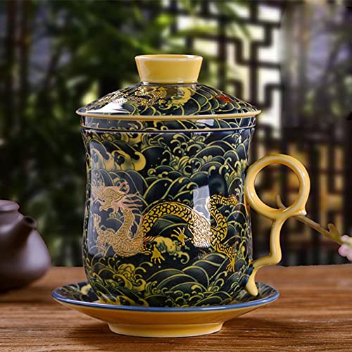 Taza de café y té de cerámica yesTGE ideal para el hogar y la oficina con tapa e infusor 6