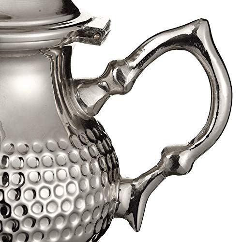 Authentic Moroccan Silver Teapot for Mint Tea - Includes Handle Cover & Built-in Filter - Handmade with Classic Hammered Design, 350 ML Capacity - Image 6