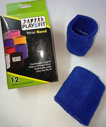 Image of Play2Fit 4 Cotton Wristband (2 Pair) Soft Sweatband For All Sport, Stretchable, Sweat Absorbent Supports Wrist Made In India (Navy Blue, 3 Inch)