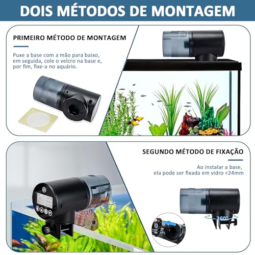 Netpeato Alimentador Automático de Aquário, Dosador Comida Peixes, 200 ml, Preto