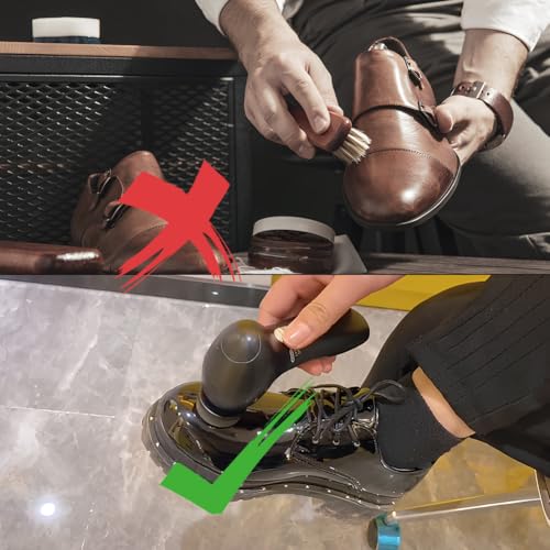Tiiyee Electric Shoe Cleaner Brush, 5.3 * 2.7 * 1.8in Electric Shoe Polisher Brush Handheld Shoe Cleaning Dust Portable Leather Polish Care Kit with Replaceable Head for Boots Bags Sofa Maintenance - Thumbnail 7