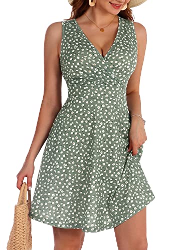 Image of GUBERRY Womens Wrap V Neck Sleeveless Sundress Summer Flare Tank Dress with Pockets