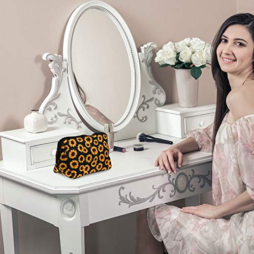 Lurrose Bolsa de Cosméticos Com 2 Unidades de Girassol Bolsa de Maquiagem Floral Portátil Bolsa de H