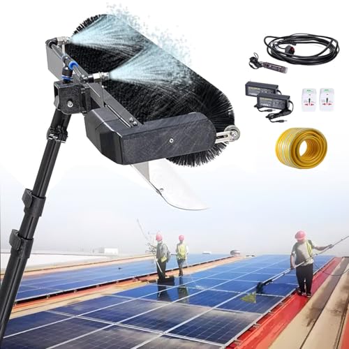 Kit per La Pulizia di Pannelli Solari, Spazzola A Rullo con Rotazione Automatica A 360°, Kit di Pulizia per Aste Fotovoltaiche con Alimentazione Ad Acqua.,3.5m