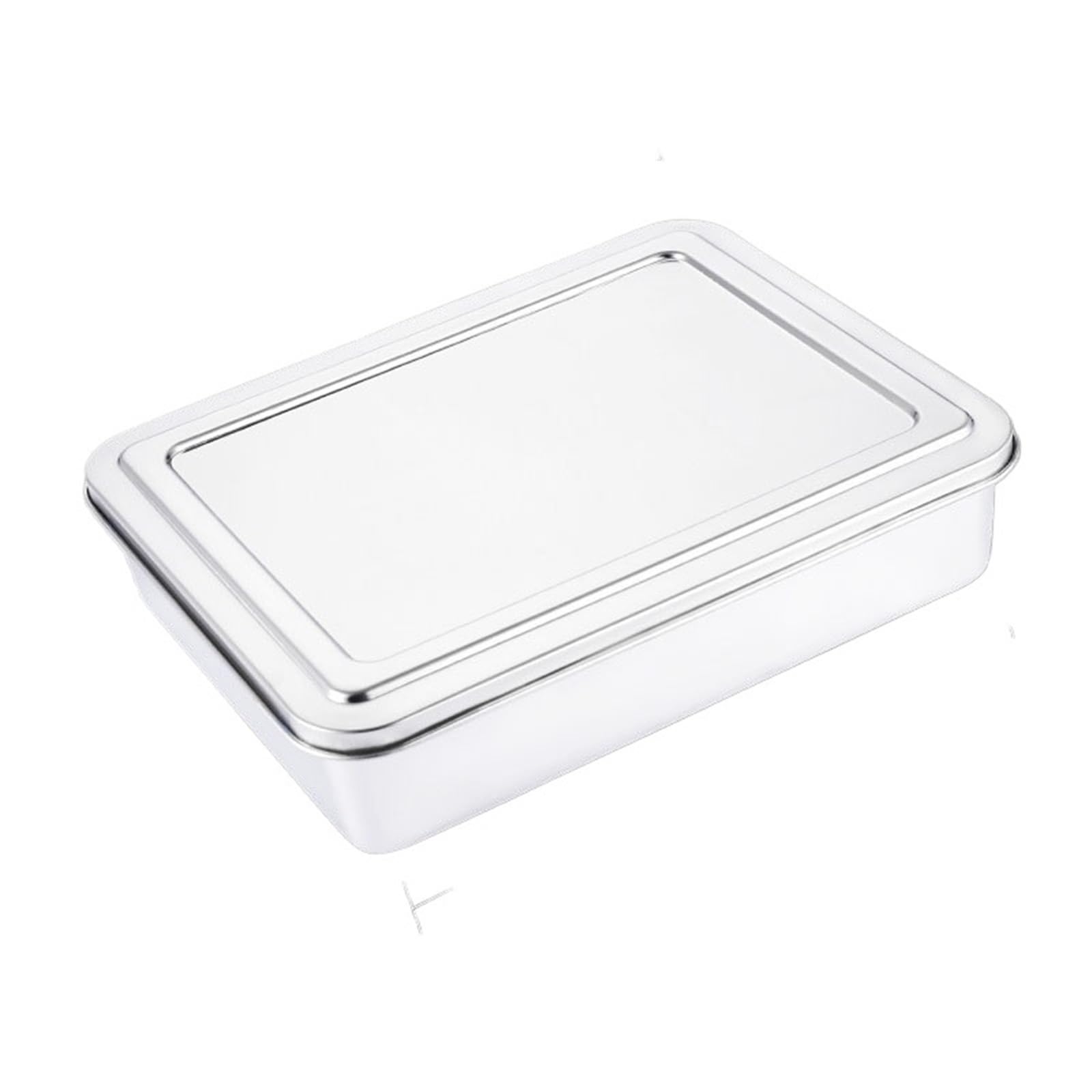 Boîte à Déjeuner En Acier Inoxydable Plateau de service rectangulaire en acier inoxydable épais avec couvercle, assiettes conservation des aliments, récipient cuisine(33x28.5x6.2 with Lid)