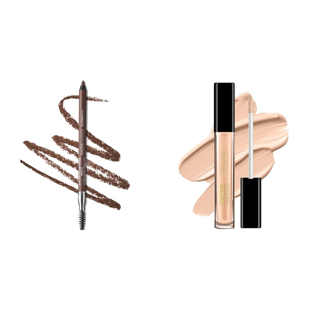 FACESCANADA Ultime Pro Eyebrow Defining Pencil - Dark Brown 02, 1.2 g & High Cover Concealer - Caramel Crunch 03, 4ml-image-39
