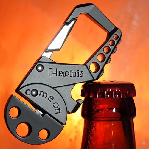 Image of Hephis Skull Heavy Duty Key Chain,Car Emergency Escape Tool, Seat belt Cutter,Bottle Opener,Carabiner Car Key Chains