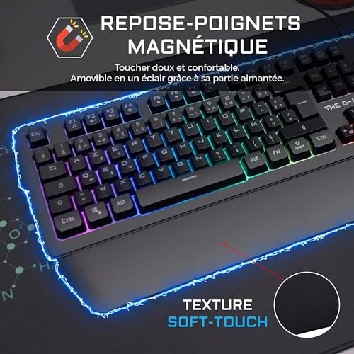 The G-Lab Keyz Palladium Tastiera Gamer AZERTY cablata USB - Retroilluminazione RGB LED Multicolore, Poggiapolsi Magnetico, 26 tasti Anti-ghosting, Durevole - PC PS4 Xbox One (nero) - Tastiera gaming - Immagine 3