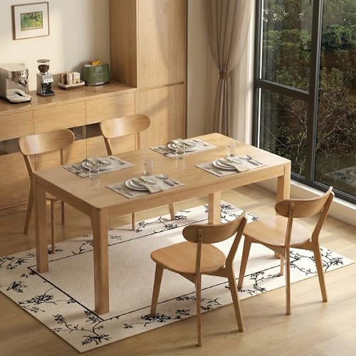 Image of Solid Wood Dining Chairs - Kitchen Chairs Set of 4 with Comfortable Curved Backrest - Wood Chairs for Dining Room,Living Room - Original Wood Color