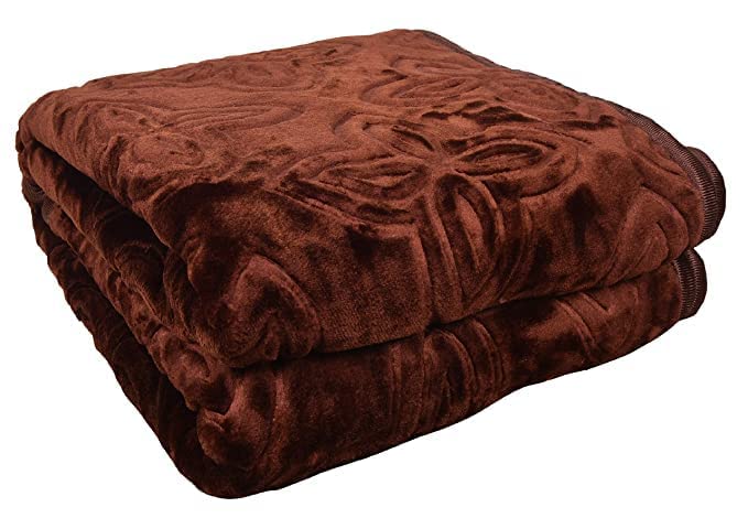 Image of Coffee Brown Double Bed Blanket 500 TC Super Soft Premium Microfiber Blanket, 87 x 85 Inches, Warm & Lightweight Winter Blanket, Soft Cozy AC Blanket, All Season Bed Blanket for Home & Travel