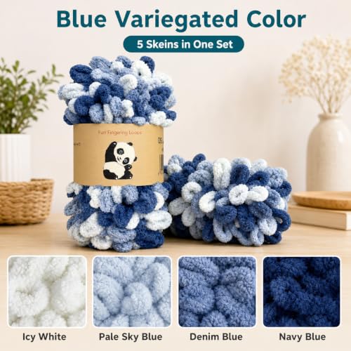 Image of Loop Yarn 5Packs,Shenlin Chunky Chenille Yarn for Hand Knitting Baby Blanket,Machine Washable Polyester Fluffy Thick Bulky Yarn for Scarfs,Craft Projects
