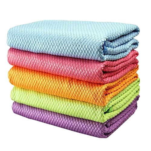 2023 New Shiny Wipes Cleaning Cloths, Fish Scale Streak Free Miracle Glass Window Cleaning Cloth, Nanoscale Shiny Wipes Microfiber Cleaning Cloths Reusable Lint Free Fish Scale Cloth (9.8*9.8In,5Pcs) #TOP13