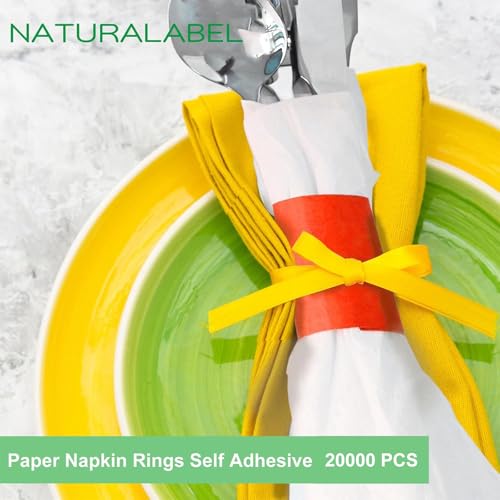Image of NATURALABEL Bulk Pack of 20,000, Self-Adhesive Napkin Bands for Small Business, Restaurants, Events - 10 Boxes, 2000 per Box (Red)