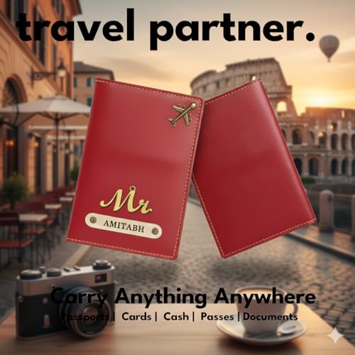 Image of Personalised PU Leather Passport Cover with Name | Customized Passport Holder & Card Organizer | Stylish Unisex Travel Wallet & Gift for Men & Women - Premium Gift Edition