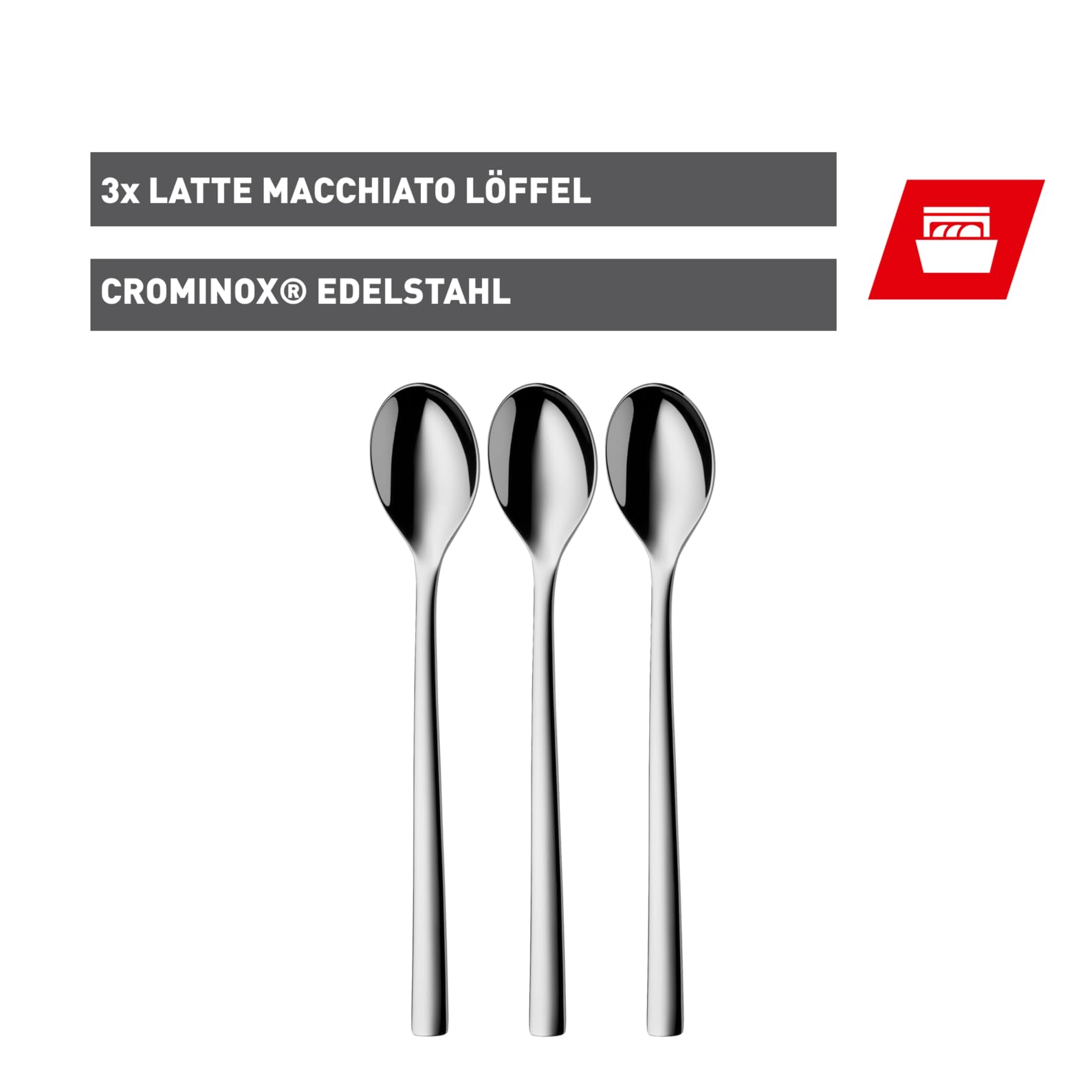Lot De 3 Cuillères Longues Silit Trend Latte Macchiato 18,5 Cm - Acier Inoxydable Cromargan - Lave-Vaisselle