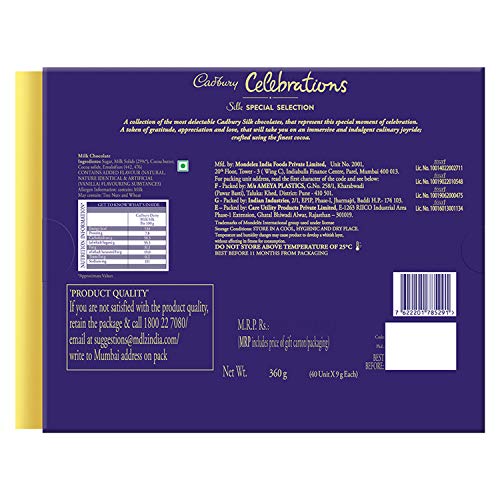 Image of Cadbury Celebrations Silk Special Selection Chocolate Gift Pack, 360 Grams