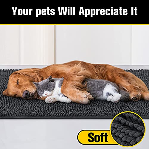 Im Home Durable Chenille Absorbent Door Mat Indoor Doormat 30" X 48", Washable Door Mats For Dog Non Slip Heavy Door Rug Soft Front Inside Doormat For Entryway, Mud Room, Patio Dark Grey #TOP4