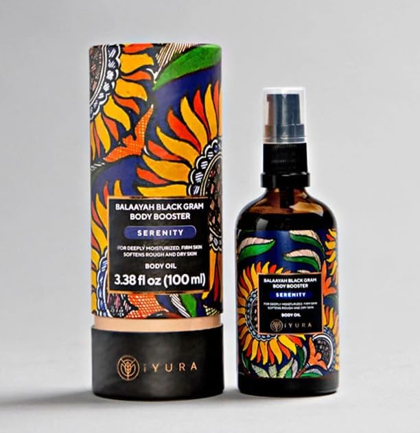 iYURA Balaayah Balaayah Black Gram Body Booster Oil - Serenity Blend | Ayurvedic Massage & Moisturizing Body Oil | Luxurious, Fast-Absorbing & Non-Sticky | 3.38 fl oz