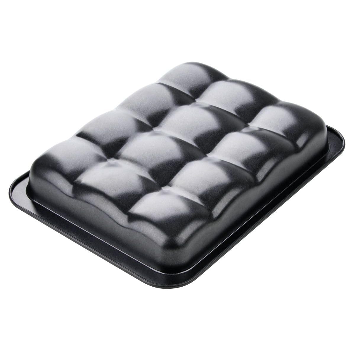 Zenker Brötchenform Black Metallic, hochwertige Dampfnudelform mit Antihaftbeschichtung, Backform für 12 Buchteln, eckiges Backblech für kleine Brote, vielseitige Form (Farbe: Schwarz)