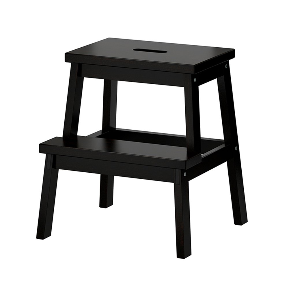 Tabouret escalier en bois massif noir LUNEZY à 2 marches pour la maison