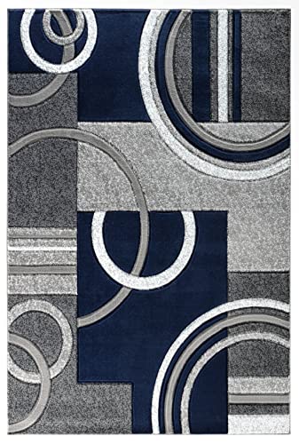 GLORY RUGS Area Rug Modern Soft Hand Carved Contemporary Floor Carpet with Premium Fluffy Texture for Indoor Living Dining Room and Bedroom Area (2x3, Navy)