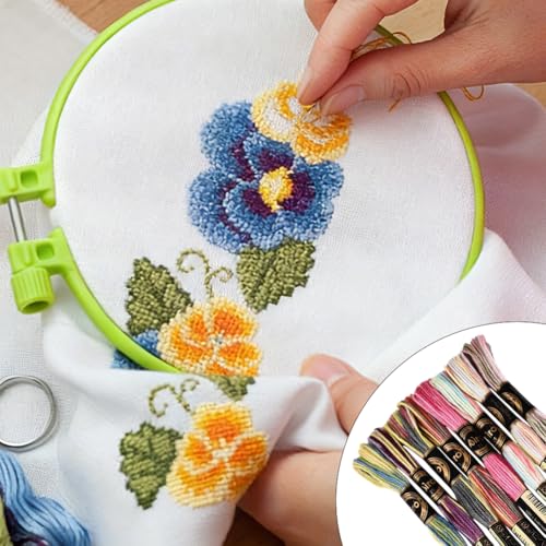Image of 8 Skeins 70 Yards 6 Ply Variegated Cross Stitch Floss Polyester Embroidery Thread Gradient Colorful Friendship Bracelet String Yarn Bulk for Sewing Making Jewelry Needlecraft Knitting DIY