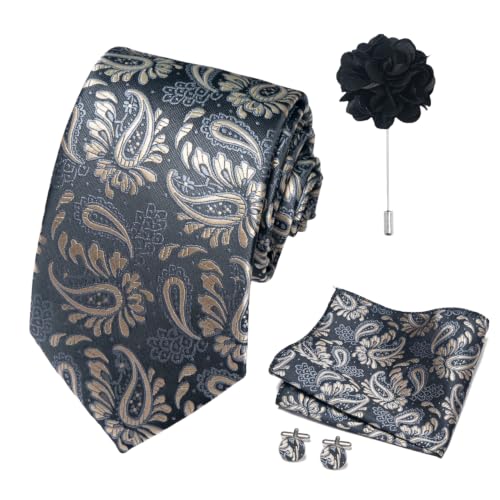 Image of joy alice 70 Colors Ties Set Men Mixed Color Necktie Handkerchief Cufflinks Brooch 3.15 Formal