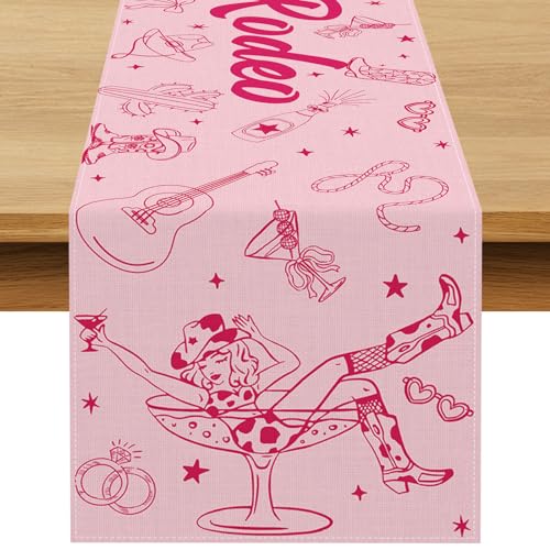 Buxiuer Last Rodeo Bachelorette Party Decorations Western Cowgirl Table Runner Disco Western Lets Go Girls Bach Bridal Shower Home Kitchen Island Decor (13 x 72)