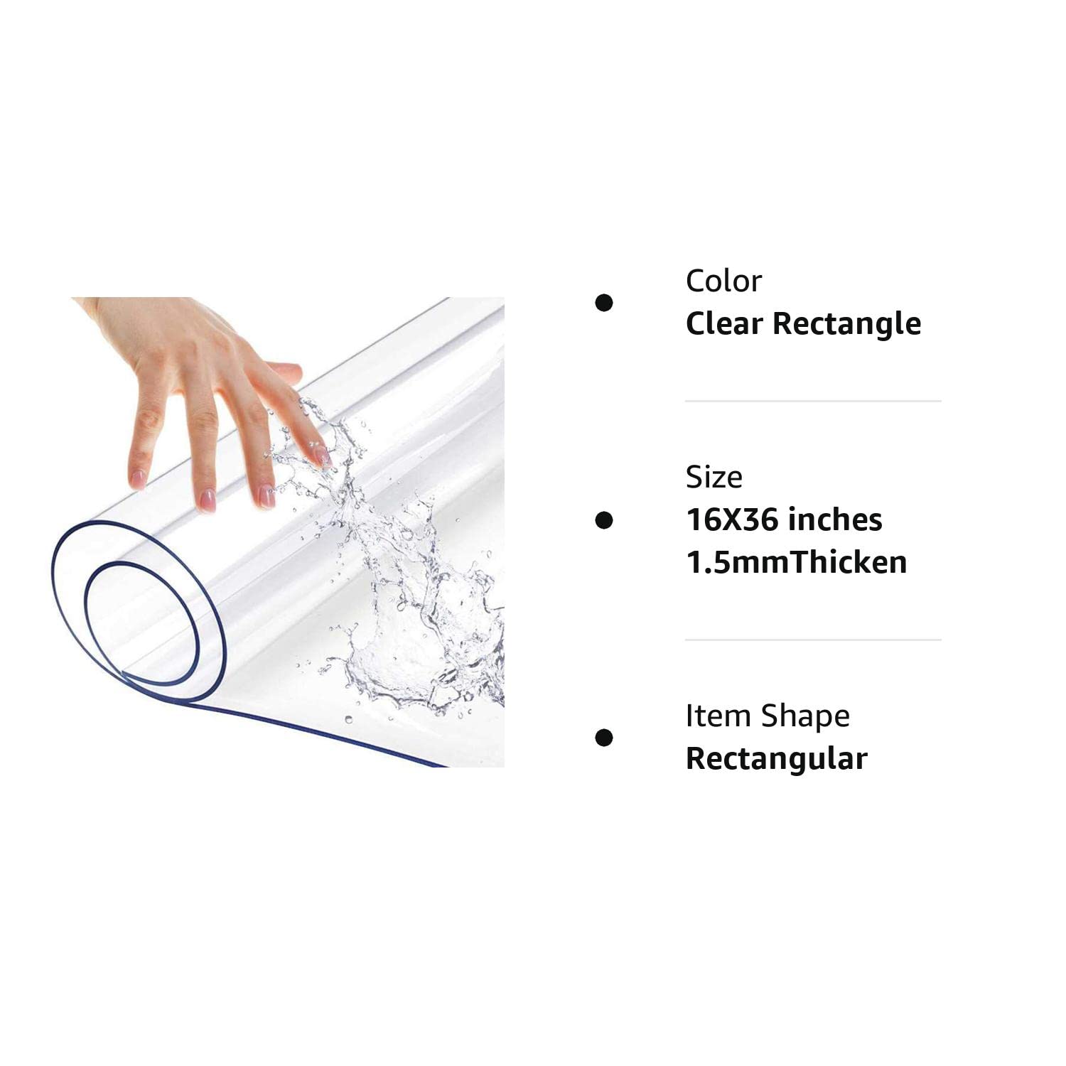Clear Table Protector Plastic Tablecloths Transparent PVC Table Cover Mat Cloths Linner Office Desk Pad Protector Dust Proof Wipeable Vinyl Crystal Protective Tabletop Desk Organizer 16x36 Inches