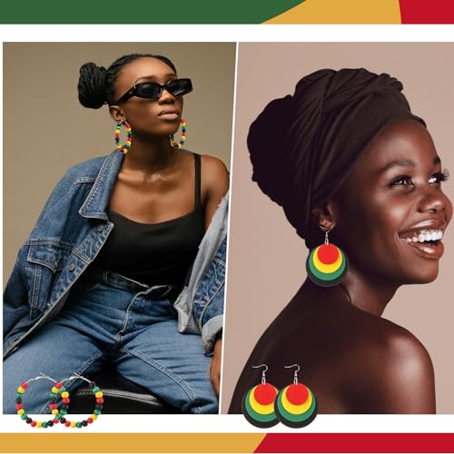 Quelay 36 Pairs African Earrings for Black Women Wood Dangle Earrings Bulk Jewelry Motivational Ethnic Jewelry for Black Women Wood Dangle African American Hispanic Month3