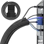 Manches à cable noir (longueur 10ft, Diamètre 1/2 à 1 Inch extensible), câble tressé Split & auto-enroulement pour câble USB câble audio câble vidéo, Protecteur Animal des cordons à écharper