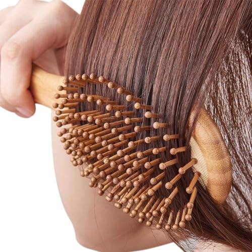 Image of Mart Wooden hair brush for Women & Men - Bamboo wooden Paddle hair brush for men women Curly hair - Bamboo Wooden brush for hair growth with flat paddle brush comb
