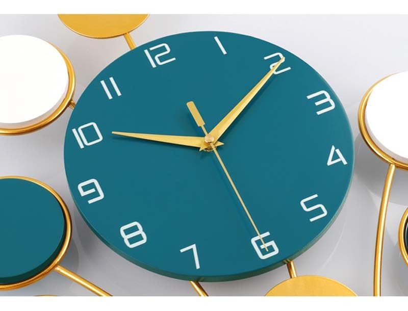 Orologio da parete moderno e silenzioso, movimento al quarzo senza ticchettio, design elegante for soggiorno e ufficio, decorazione for la casa, oro e verde.(Small)