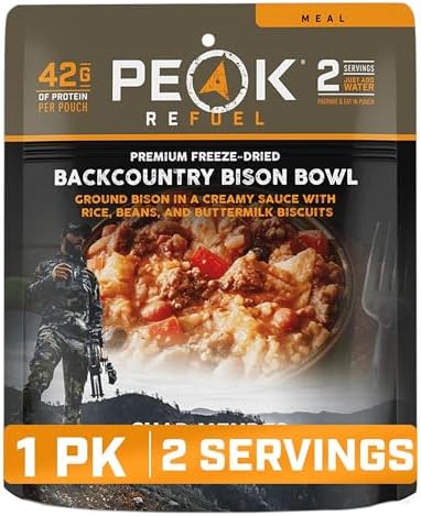Peak Refuel Backcountry Bison Bowl | Chad Mendes Signature Meal | Premium Freeze-Dried Variety Meals | Hunting, Survival, Camping, Backpacking Food | High-Protein Game Meats | MRE | Made in USA