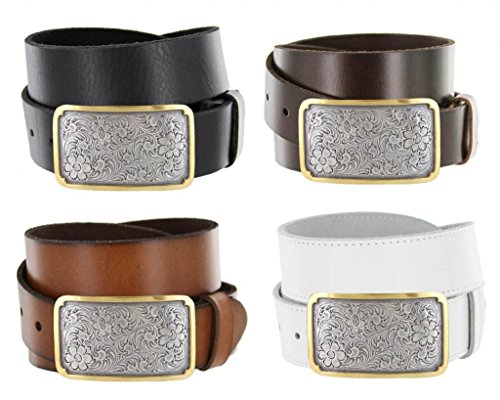 Golden Engraved Square Western Full Grain Leather Casual Jean Belt3